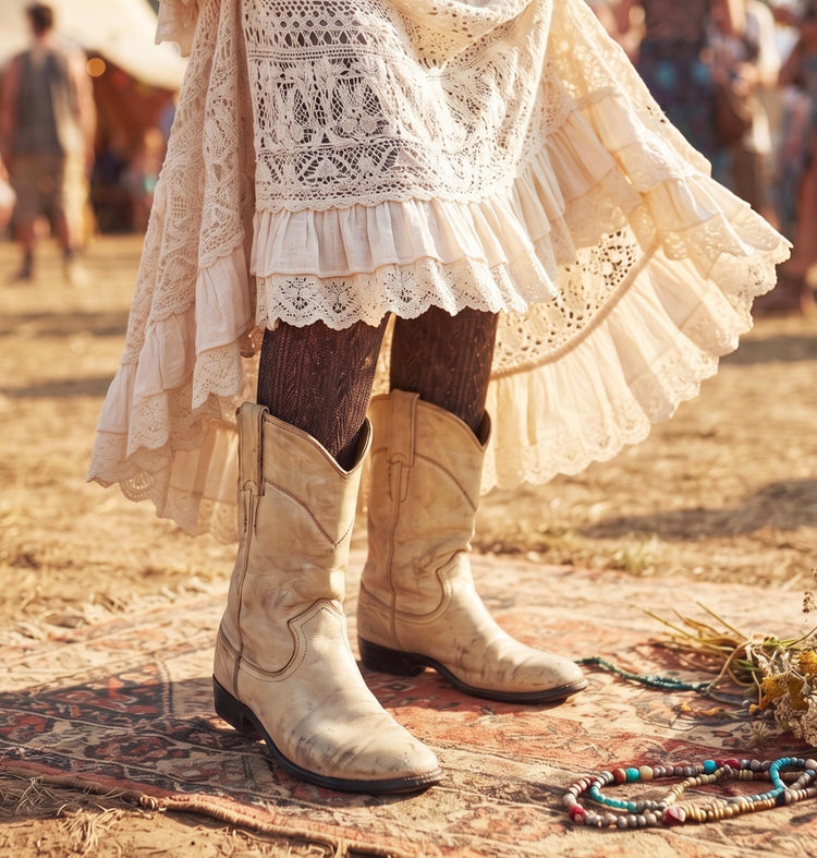 Distressed Beige Leather Western Boots Women US 6, Justin Cowboy Western Boots UK 4, Mid Calf Riding Boots, Rustic Festival Boots USA Made