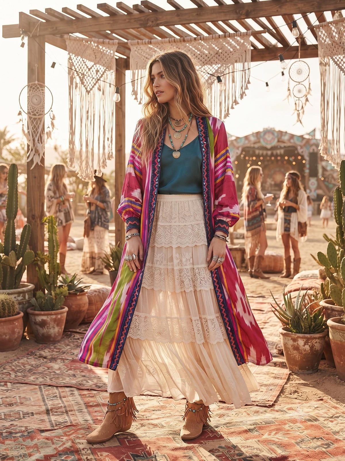 Vintage Moroccan Kimono – Embroidered Berber Jacket, Boho Duster Coat, Hippie Festival Layering Piece