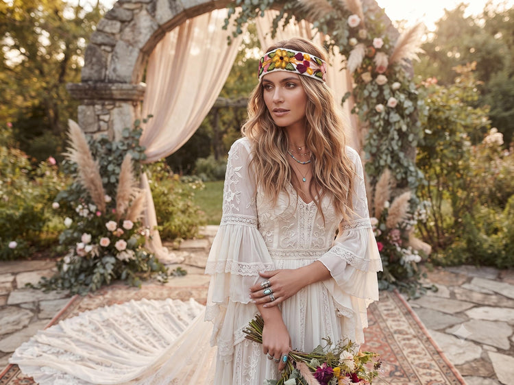 Hand Embroidered Alpaca Wool Headband: Boho Hippie Hair Accessory