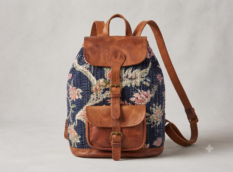 Vintage flower rucksack - boho hippie style for women