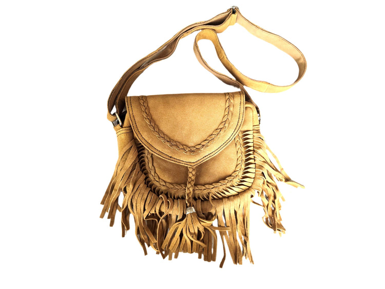 Boho Suede Leather Fringe Crossbody Bag, Western Cowgirl Purse, Hippie Festival Handbag, Bohemian Shoulder Bag Vintage Style