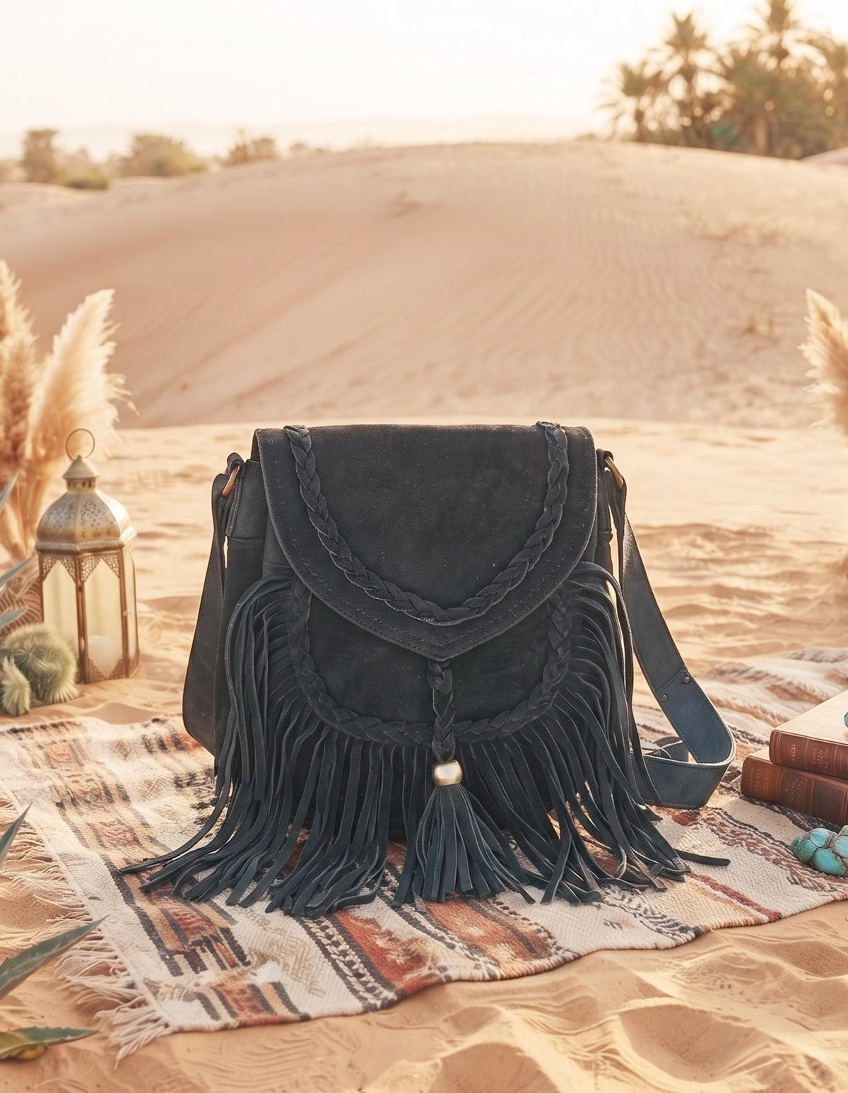 Braided Fringe Crossbody Bag, Small Boho Leather Purse, Hippie Festival Tote, Western Cowgirl Handbag, Women Shoulder Bag