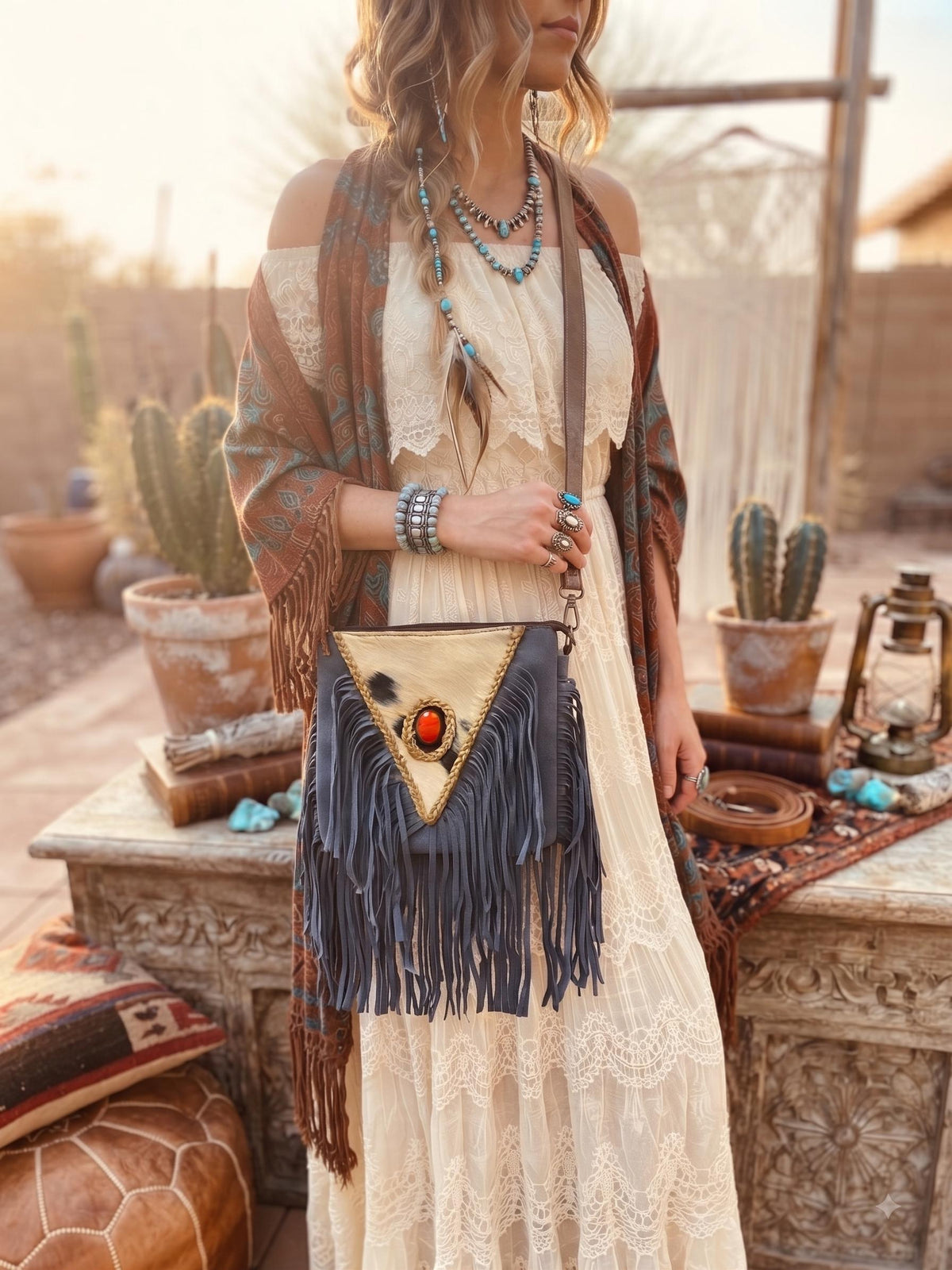 Hair On Cowhide Shoulder Bag, Western Leather Purse, Suede Crossbody Bag, Amber Stone Handbag, Rustic Festival Bag, Artisan Satchel