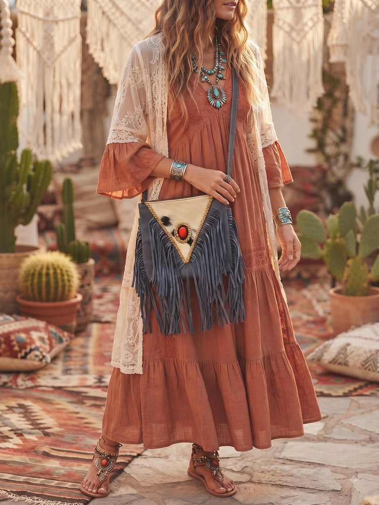Hair On Cowhide Shoulder Bag, Western Leather Purse, Suede Crossbody Bag, Amber Stone Handbag, Rustic Festival Bag, Artisan Satchel