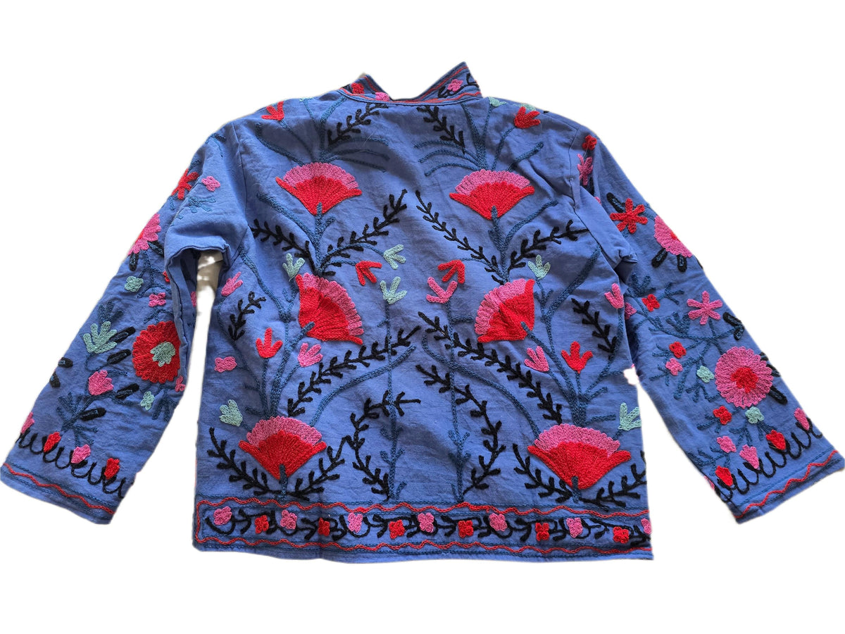 Floral Embroidered Cotton Boho Jacket, Festival Folk Coat, Multicoloured Hippie Festival Jacket, Unique Artisan Gift