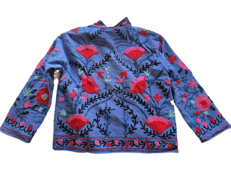 Floral Embroidered Cotton Boho Jacket, Festival Folk Coat, Multicoloured Hippie Festival Jacket, Unique Artisan Gift