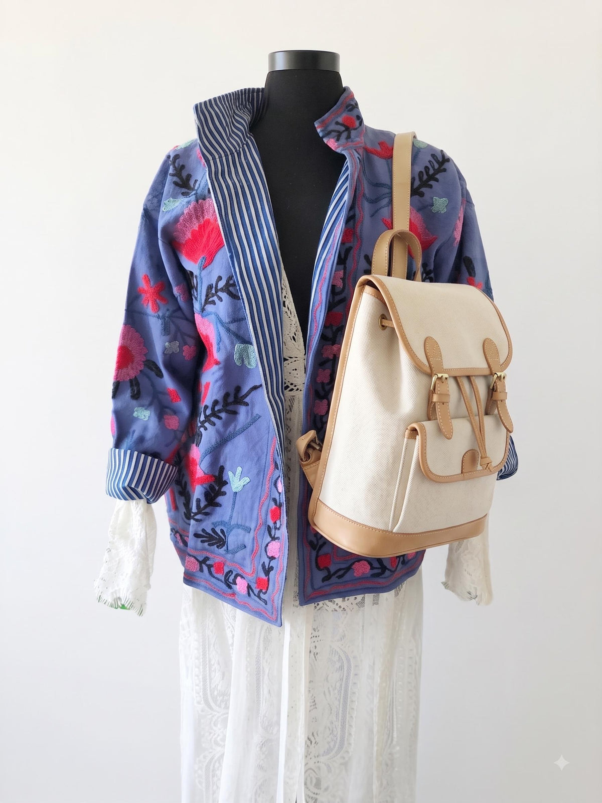 Floral Embroidered Cotton Boho Jacket, Festival Folk Coat, Multicoloured Hippie Festival Jacket, Unique Artisan Gift