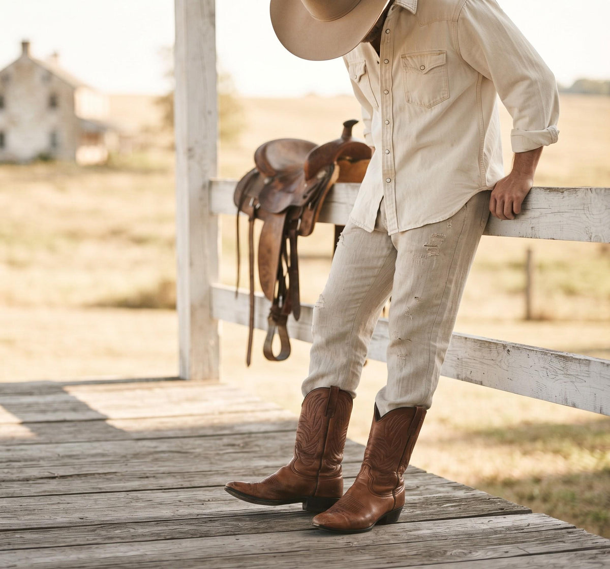 Rustic Leather Cowboy Boots Men UK 8.5, Tan Brown USA Made Western Wear, Rodeo Outfit, Mens Country Boots, US 9.5
