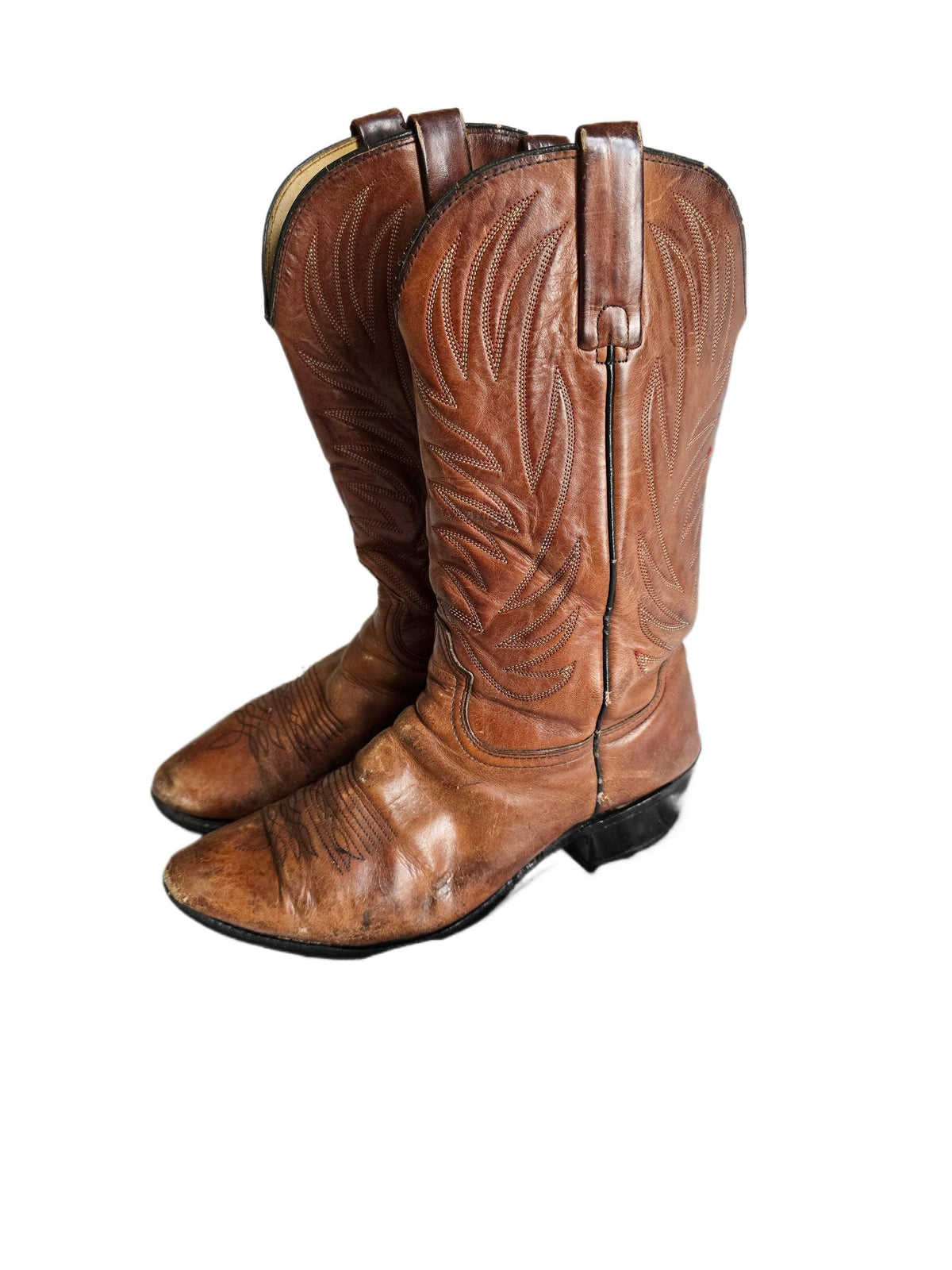 Rustic Leather Cowboy Boots Men UK 8.5, Tan Brown USA Made Western Wear, Rodeo Outfit, Mens Country Boots, US 9.5