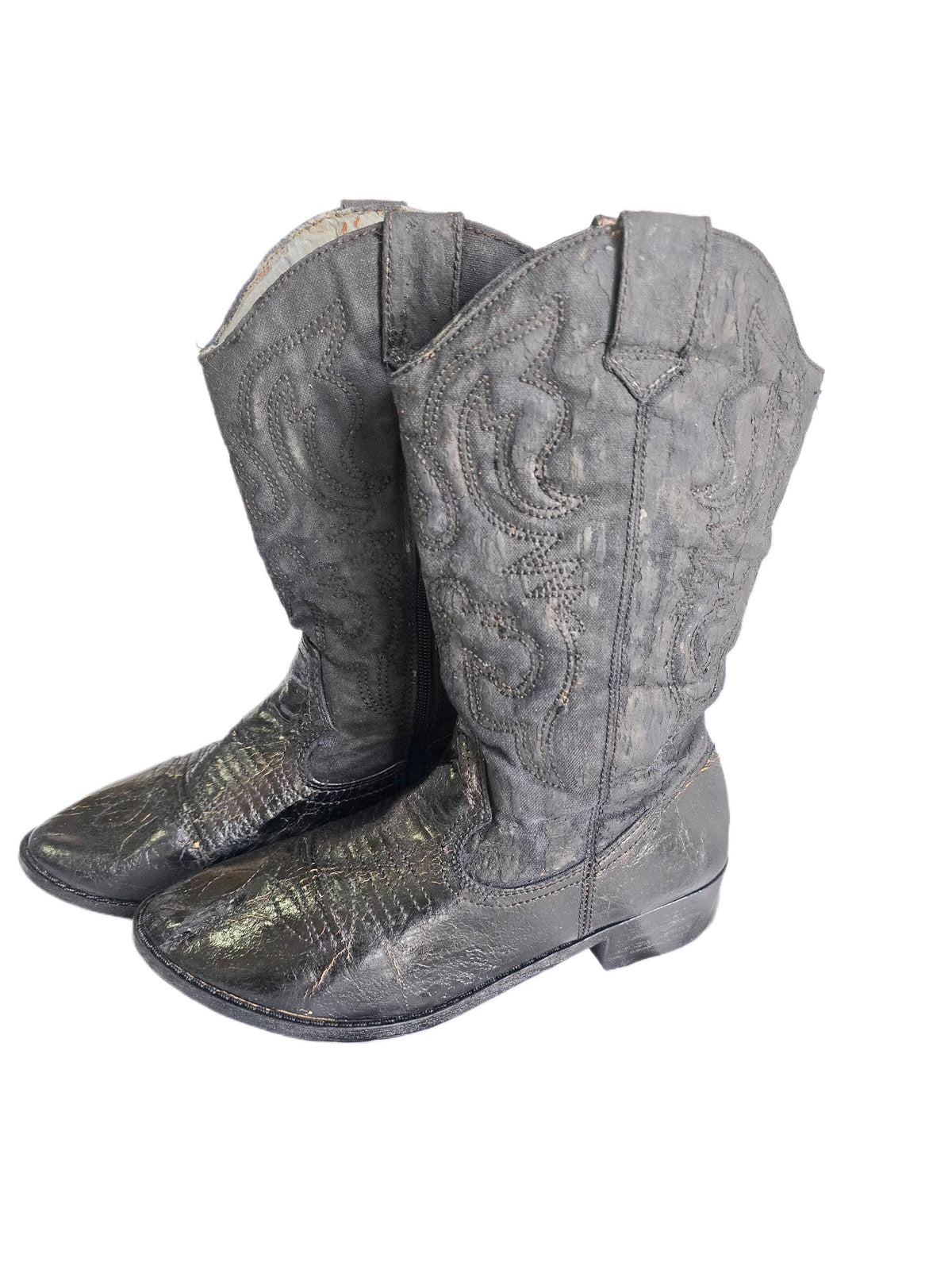 Vintage Black Western Boots Women, Cowboy Cowgirl Boots, Biker Boots, Festival Boots, Country Boots, UK 6 US 8 EU 39