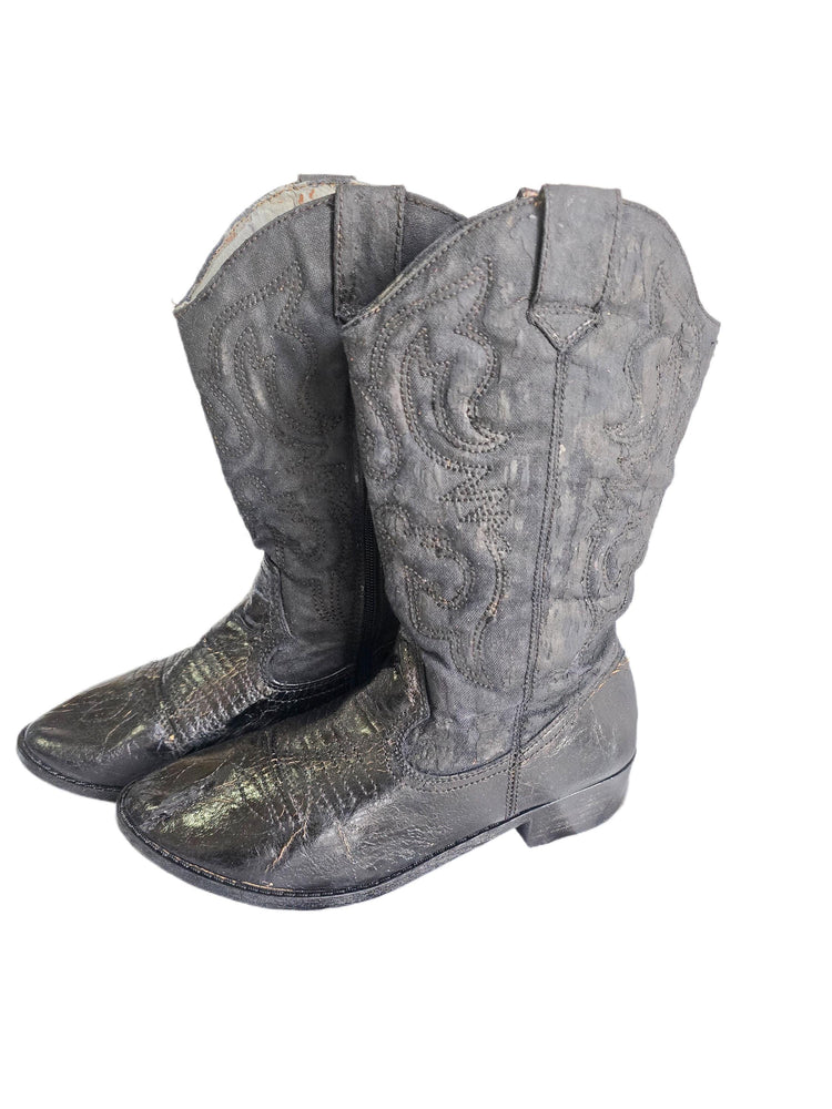 Vintage Black Western Boots Women, Cowboy Cowgirl Boots, Biker Boots, Festival Boots, Country Boots, UK 6 US 8 EU 39