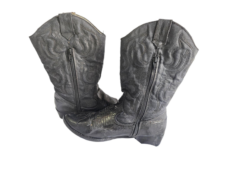 Vintage Black Western Boots Women, Cowboy Cowgirl Boots, Biker Boots, Festival Boots, Country Boots, UK 6 US 8 EU 39