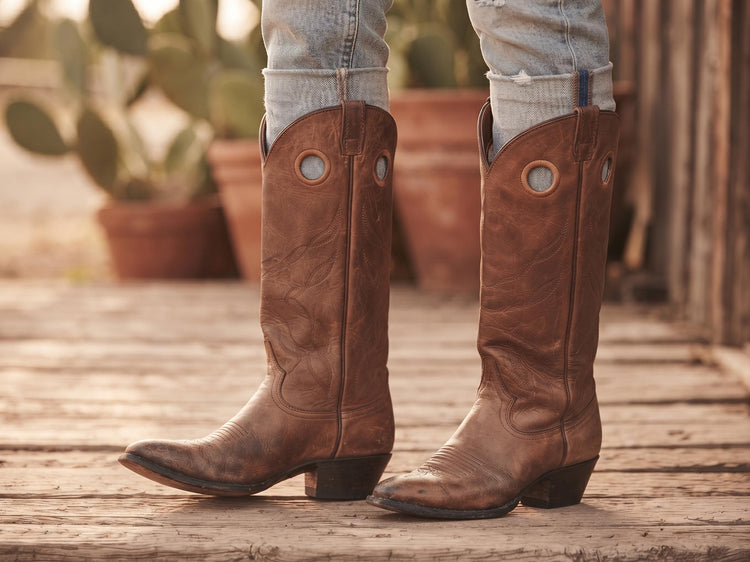 Tony Lama Cowboy Boots UK 6, Tan Brown Leather Western Boots US 8, Womens Knee High Cowgirl Boots, Rustic Boho Festival Boots