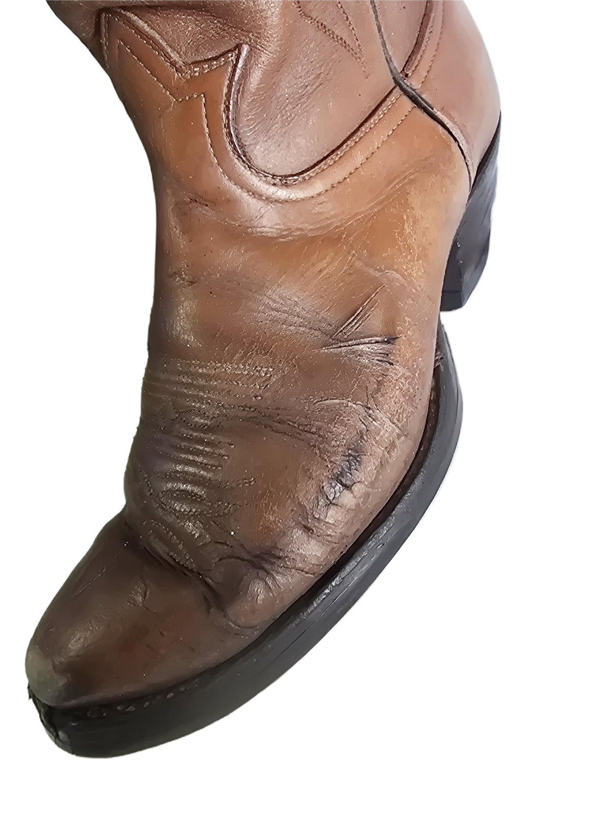 Tony Lama Cowboy Boots UK 6, Tan Brown Leather Western Boots US 8, Womens Knee High Cowgirl Boots, Rustic Boho Festival Boots
