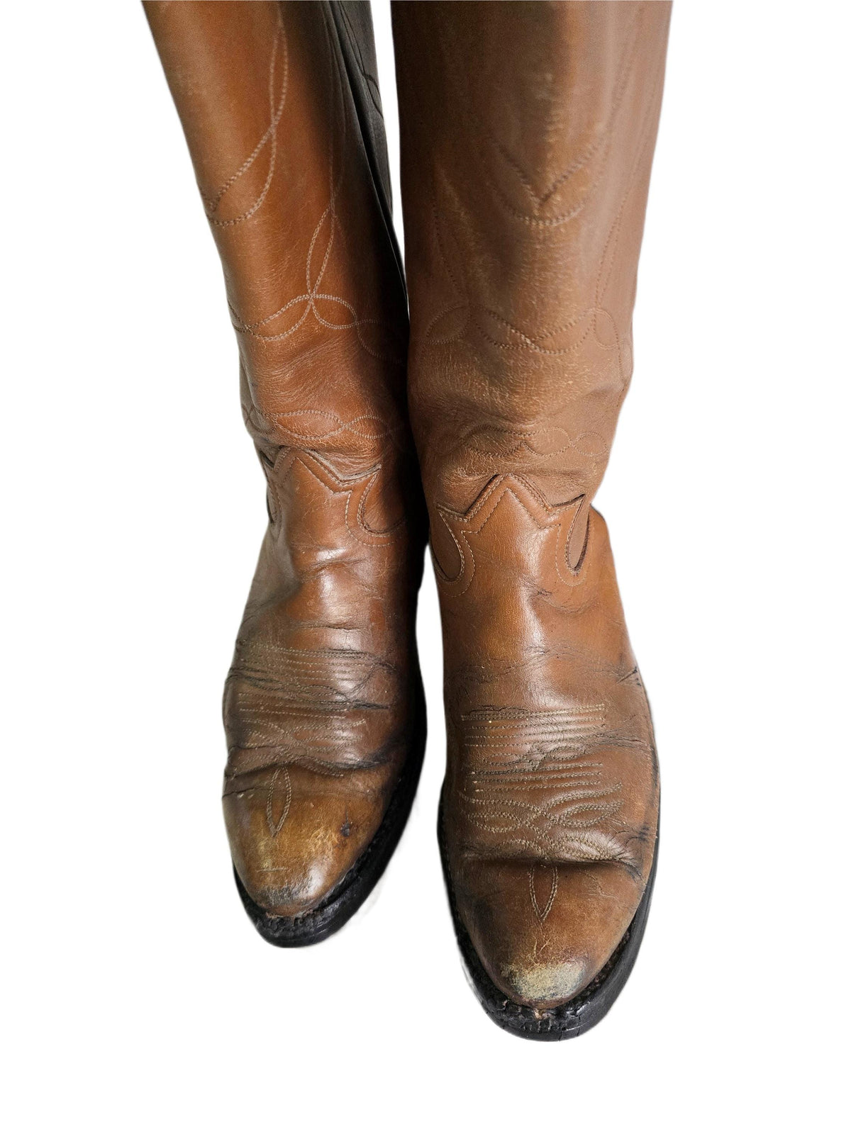 Tony Lama Cowboy Boots UK 6, Tan Brown Leather Western Boots US 8, Womens Knee High Cowgirl Boots, Rustic Boho Festival Boots