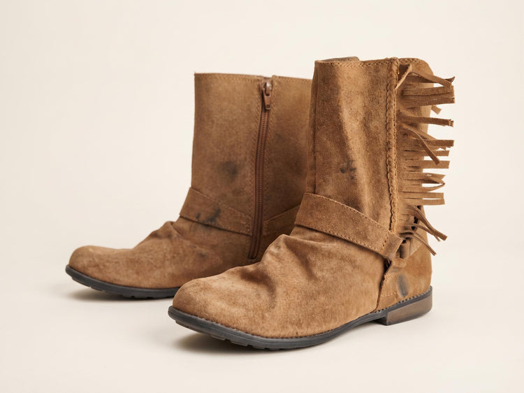 Rustic Western Fringe Leather Boots Men UK 11, Tan Brown Biker Ankle Boots US 12, Mens Work Boots 44, Cowboy Ranch Wear
