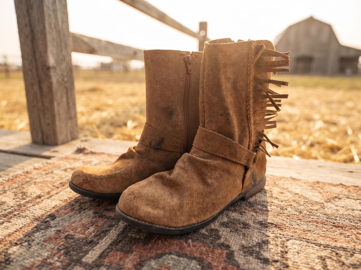Rustic Western Fringe Leather Boots Men UK 11, Tan Brown Biker Ankle Boots US 12, Mens Work Boots 44, Cowboy Ranch Wear