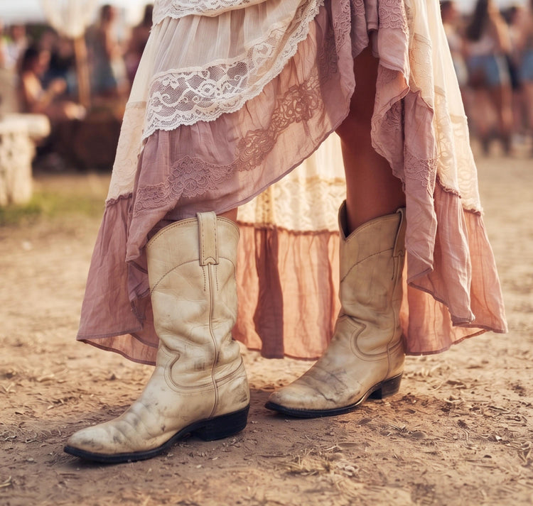 Distressed Beige Leather Western Boots Women US 6, Justin Cowboy Western Boots UK 4, Mid Calf Riding Boots, Rustic Festival Boots USA Made
