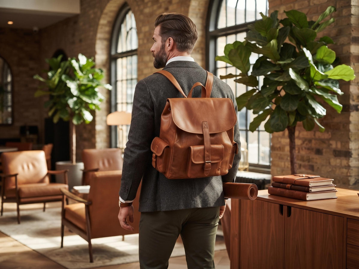 Extra Large Leather Backpack – Handmade Vintage Tan Brown Trekking Rucksack