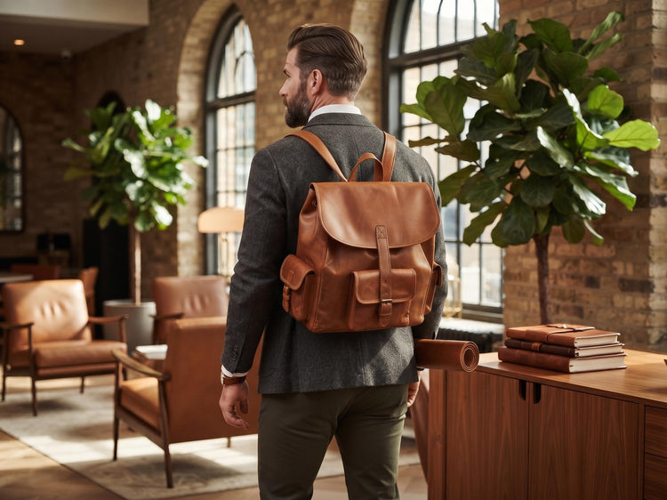 Extra Large Leather Backpack – Handmade Vintage Tan Brown Trekking Rucksack