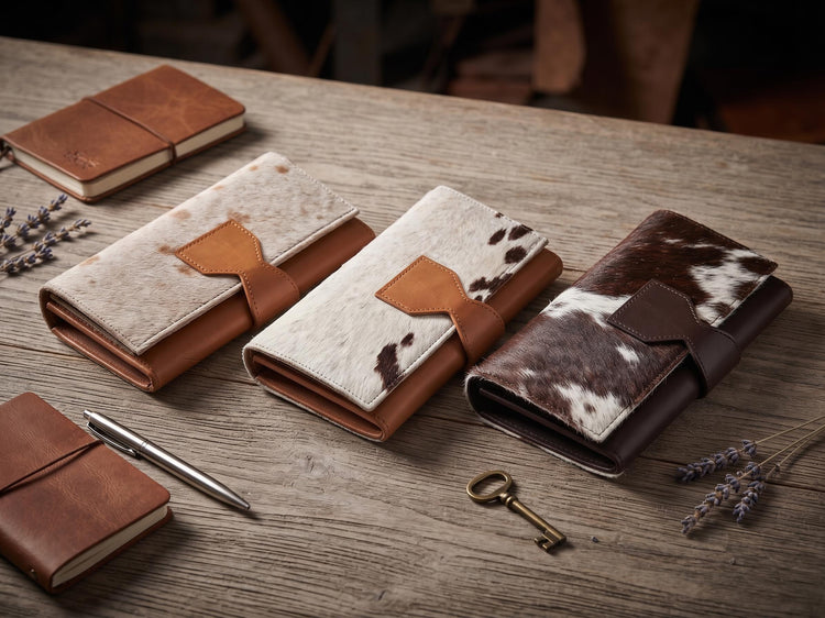 Cowhide Leather Wallet for Women – Western Long Bifold Purse, Cowgirl Wallet & Rustic Leather Gift