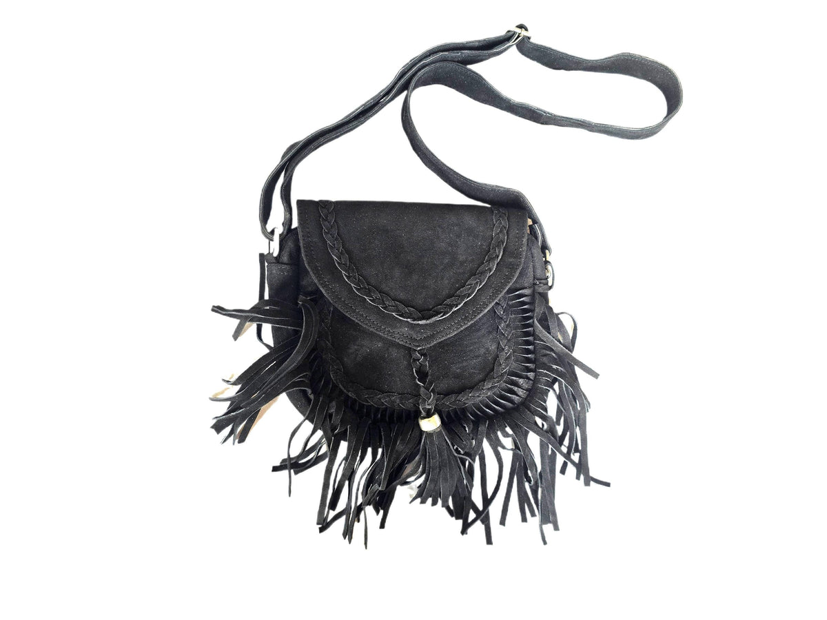 Braided Fringe Crossbody Bag, Small Boho Leather Purse, Hippie Festival Tote, Western Cowgirl Handbag, Women Shoulder Bag