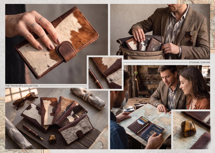 Cowhide Leather Portfolio Wallet: Unisex Travel Document Organizer