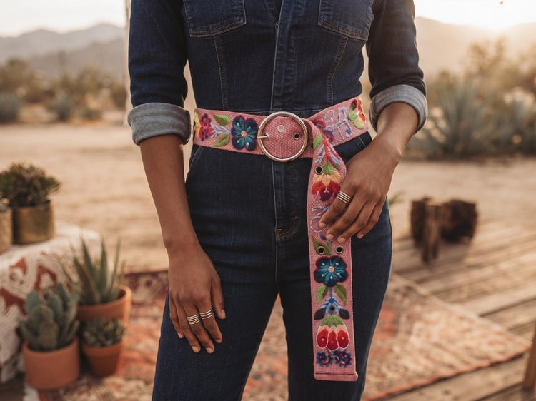 Peruvian Floral Embroidered Belt, Boho Hippie Wool Belt, Frida Kahlo Inspired Belt, Colourful Flower Belt, Festival Summer Accessory