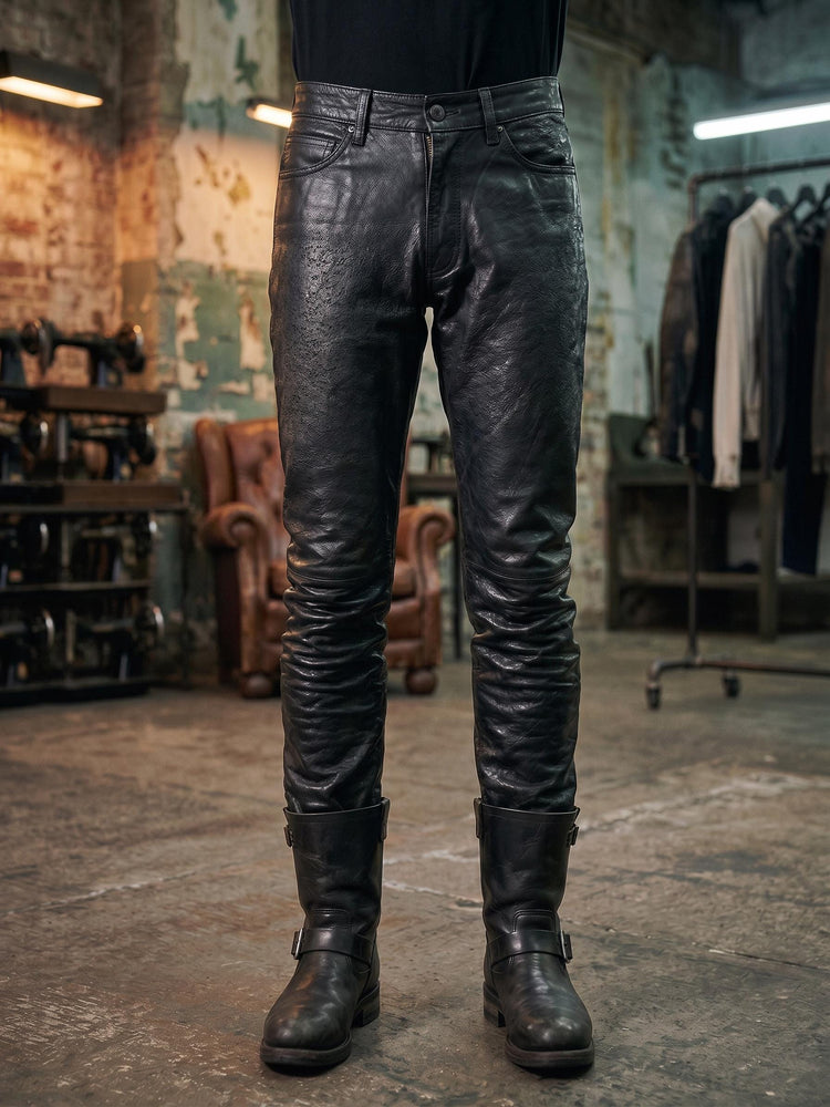 Vintage Black Leather Trousers, Womens Biker Leather Pants, Steampunk Trousers, Rock Festival Clothing, Genuine Leather XS S