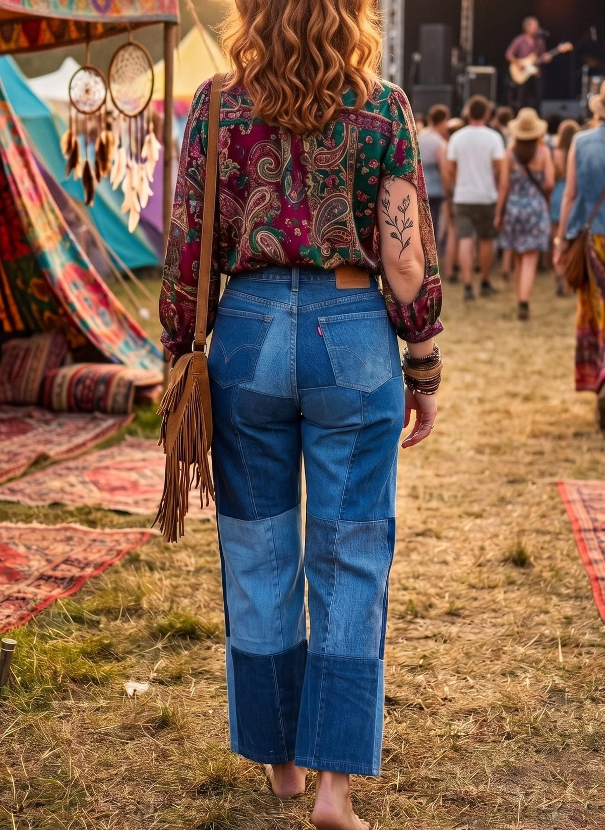Vintage Levi's Patchwork Straight Leg Patchwork Jeans: Y2K Denim Trousers XS-S, Women Festival Outfit