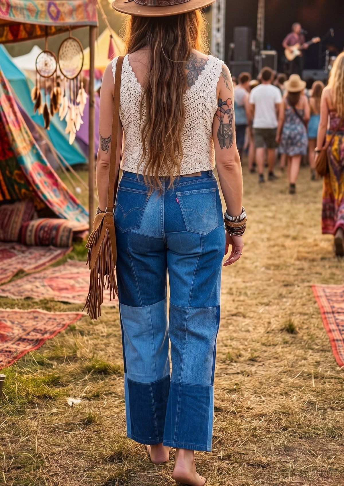 Vintage Levi's Patchwork Straight Leg Patchwork Jeans: Y2K Denim Trousers XS-S, Women Festival Outfit