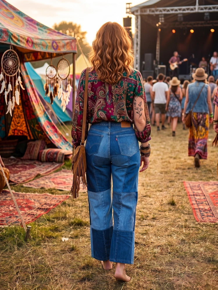 Vintage Levi's Patchwork Straight Leg Patchwork Jeans: Y2K Denim Trousers XS-S, Women Festival Outfit