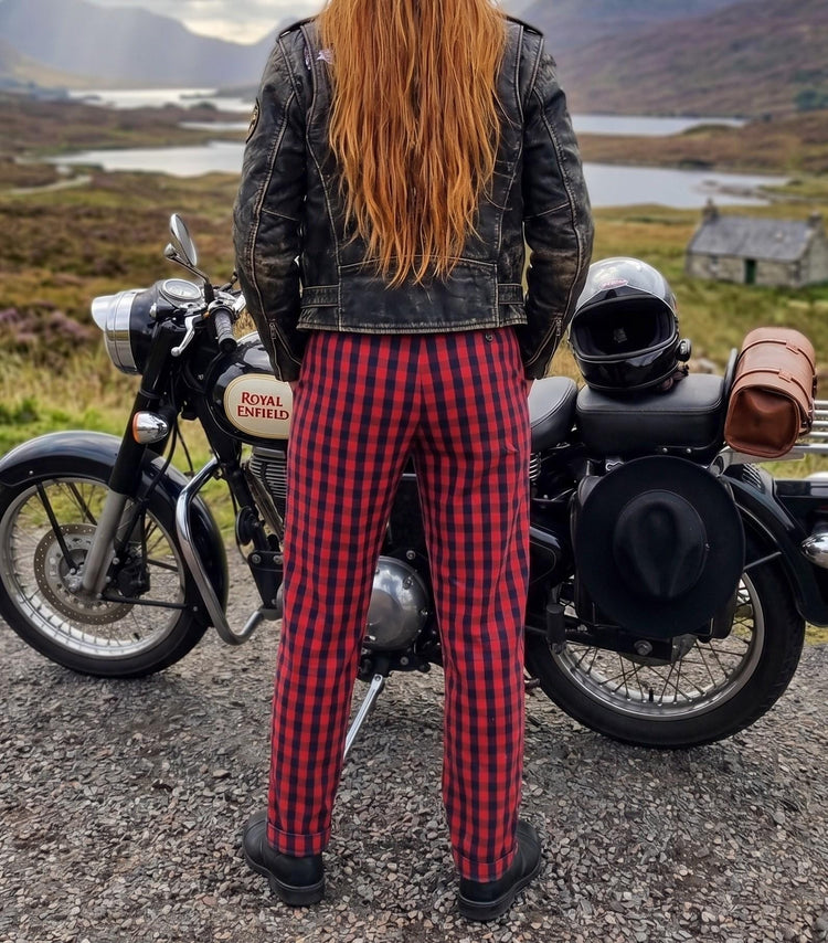 Vintage Tartan Wool Trousers, Red Plaid Trousers, Scottish Wool Pants, High Waist Winter Trousers, Cottagecore Boho Clothing UK 10