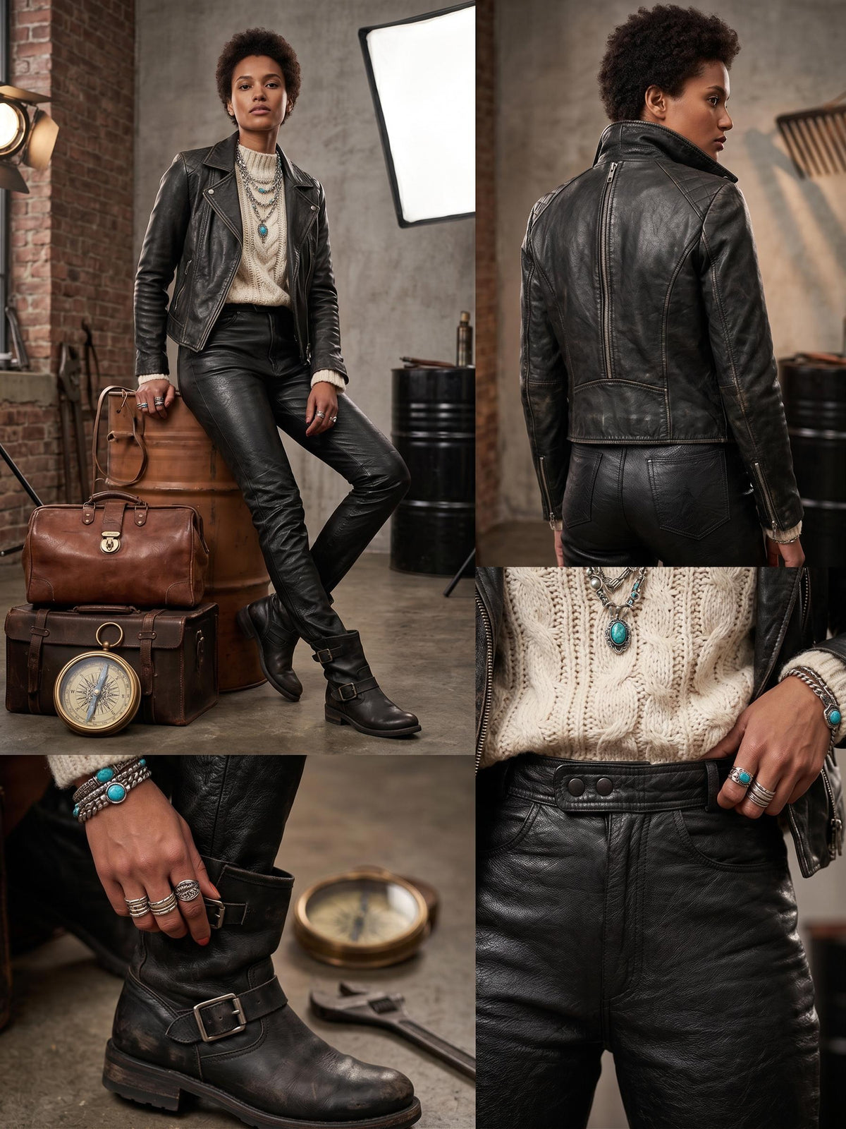 Vintage Black Leather Biker Trousers: 80s Motorcycle Pants XS
