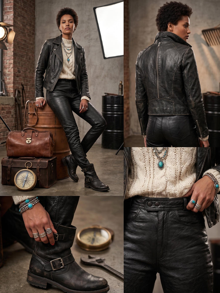 Vintage Black Leather Biker Trousers: 80s Motorcycle Pants XS