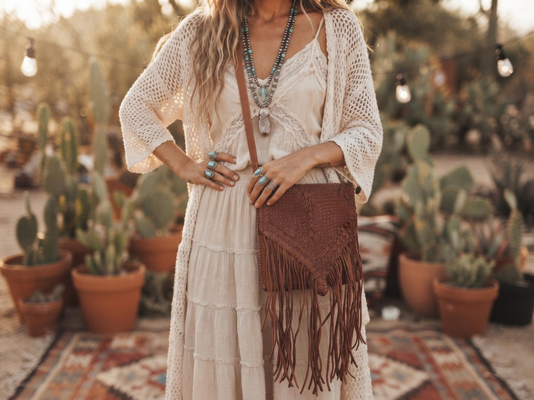 Vintage Braided Leather Bag, Tan Brown Western Crossbody Purse, Boho Hippie Shoulder Bag, Leather Fringe Festival Bag, Rustic Satchel