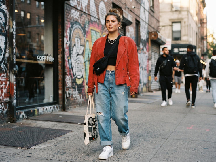 Red Suede Bomber Jacket: 1980s Batwing Sleeve Leather Biker Coat