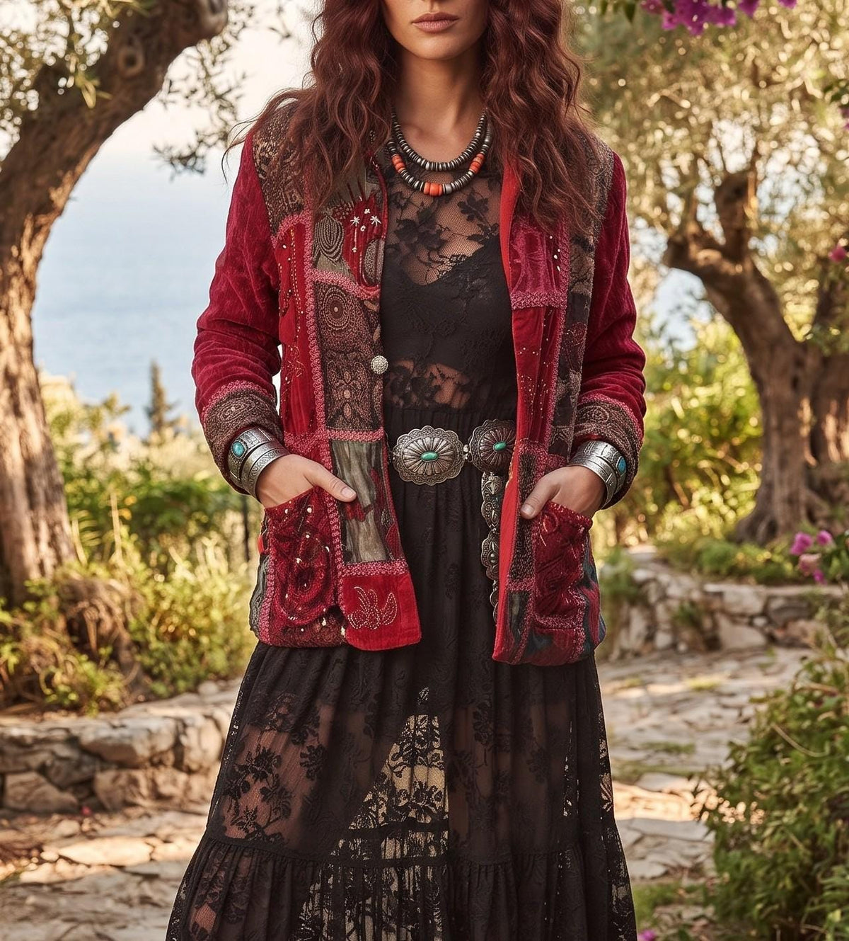 Embroidered Velvet Patchwork Jacket: Upcycled Banjara Tapestry, Boho Hippie Style