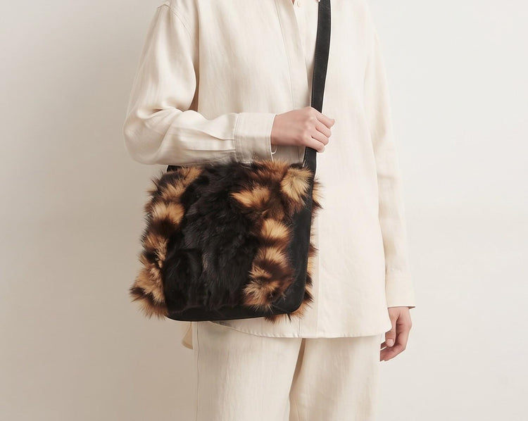 Boho Sheepskin Leather Bag, Shearling Shoulder Bag, Handmade Ethnic Bucket Bag, Artisan Shopper, Bohemian Festival Purse