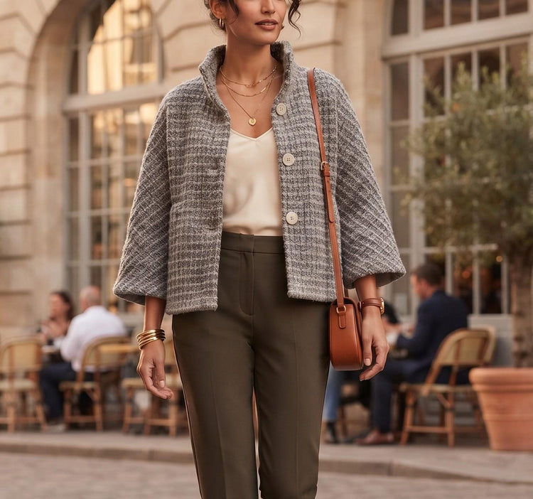 Vintage Monsoon Wool Cape, Houndstooth Tweed Jacket, Cottagecore Poncho Coat, Country Chic Swing Jacket, Boho Autumn Outerwear