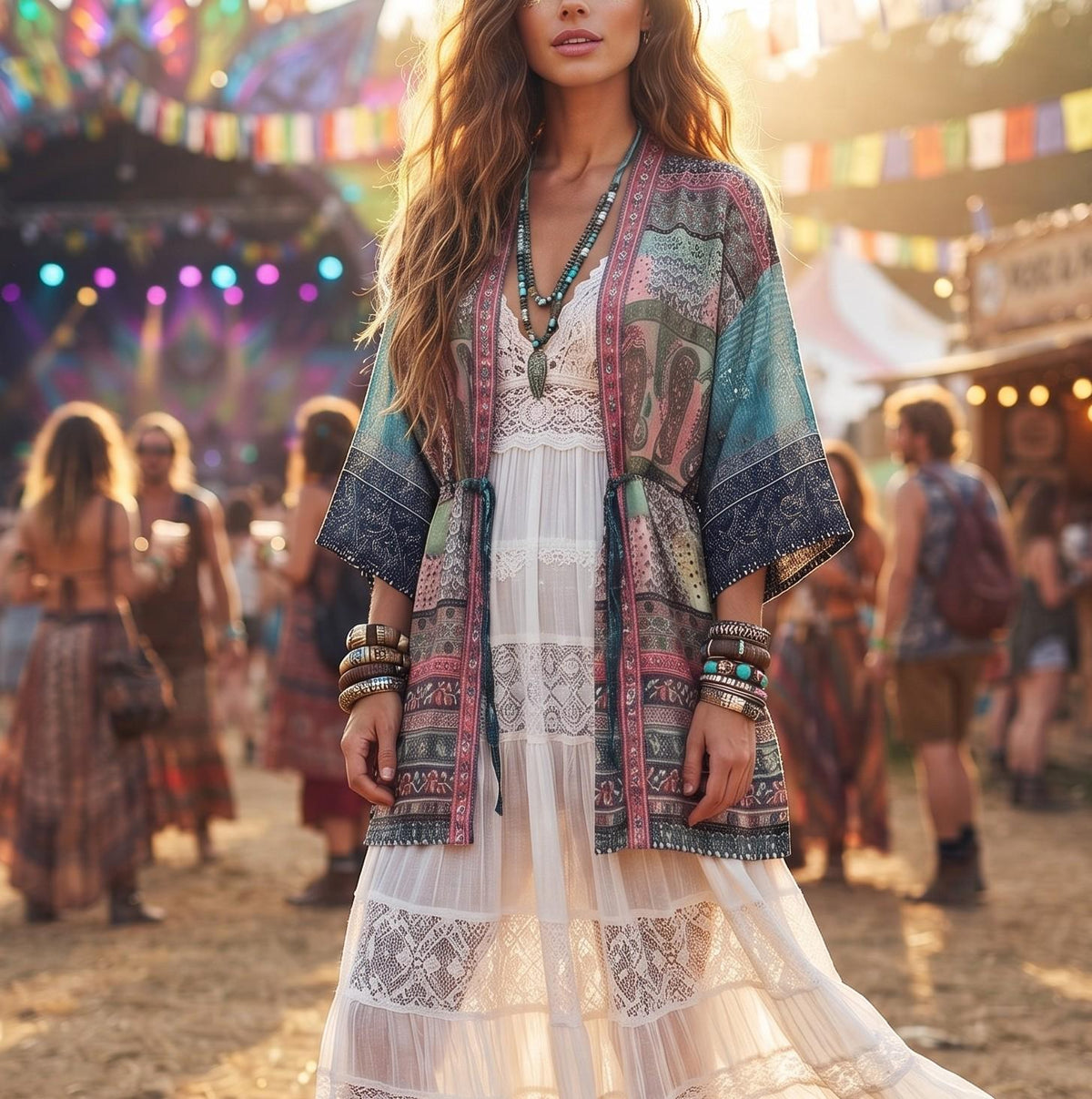 Boho Silk Kimono Jacket: Recycled Indian Patchwork Robe