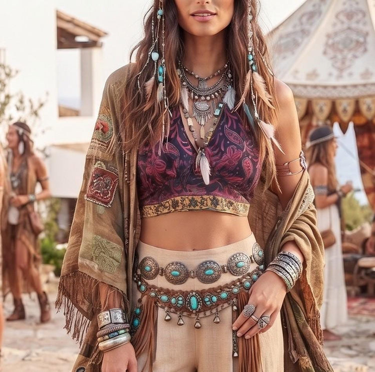 Reversible Silk Halter Top: Boho Festival Wrap Blouse