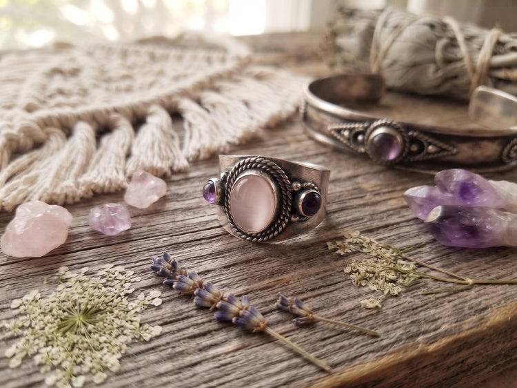 Vintage Silver Onyx Ring, Antique Afghan Jewellery, Boho Statement Crystal Stone Ring, Handmade Tibetan, Kuchi Turkmen Tribal Fashion