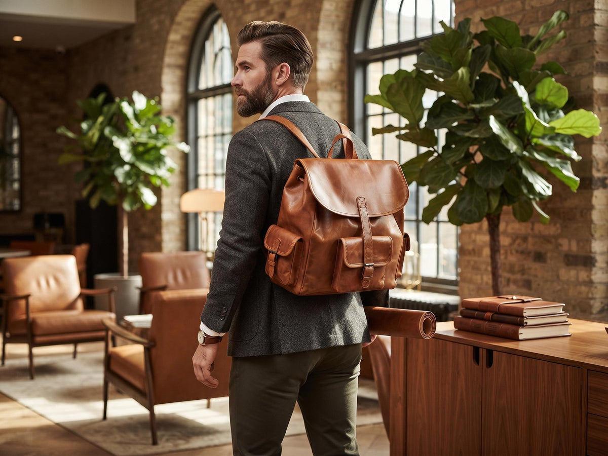 Extra Large Leather Backpack – Handmade Vintage Tan Brown Trekking Rucksack