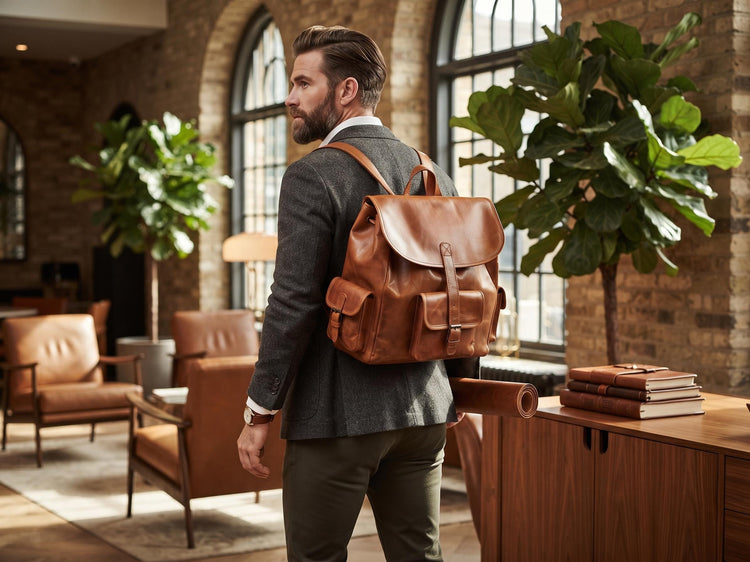 Extra Large Leather Backpack – Handmade Vintage Tan Brown Trekking Rucksack