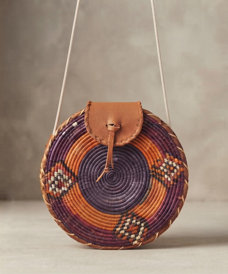 Woven Sisal & Leather Bucket Bag: Handmade African Boho Tote