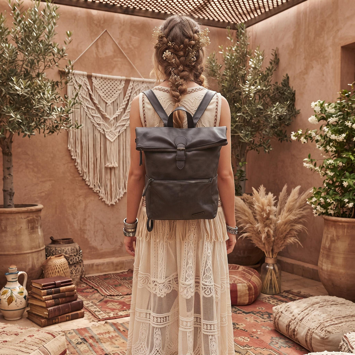 Black faux leather y2k backpack | convertible vegan rucksack handbag | minimalist travel bag for women