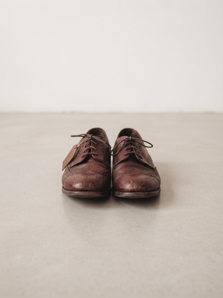 Vintage Burgundy Leather Oxford Shoes, Retro Brogues, Unisex Leather Shoes, Hippie Boho Footwear, Handmade Oxfords, UK 6 EU 39