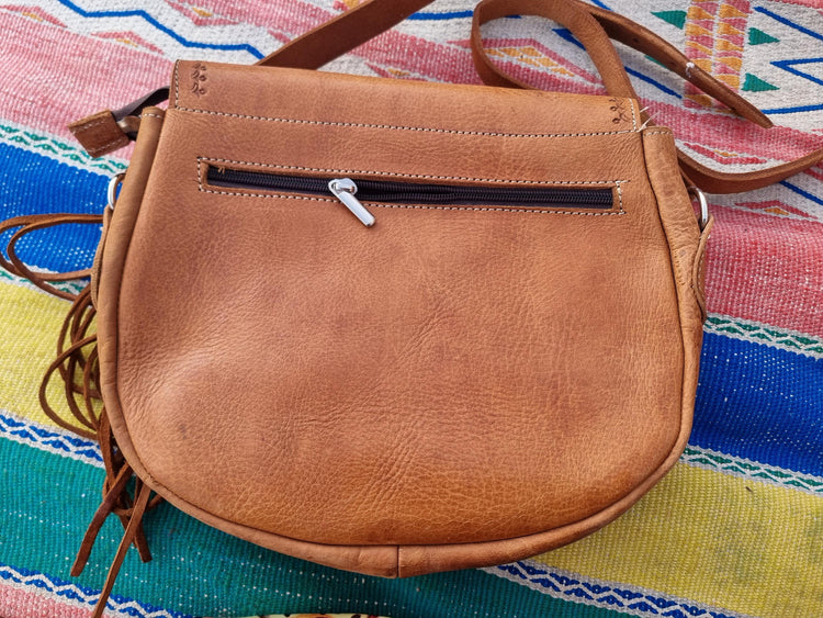 Hand Tooled Leather Bag & Wallet Set: Western Fringe Crossbody Purse