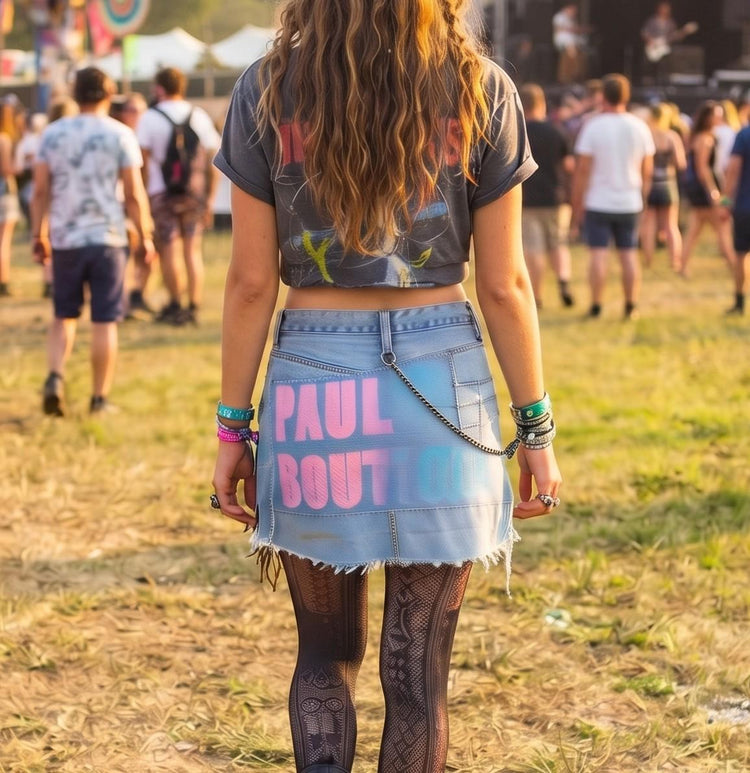 Vintage Levi's Mini Skirt, Upcycled Denim Festival Skirt, Paul's Boutique Skirt, Y2K Rocker Skirt, Pastel Blue Pink XS S